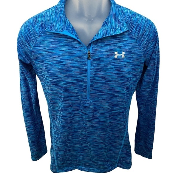 UNDER ARMOUR Blue Marled Lightweight Pullover 1/4 Zip Women S Small - Picture 1 of 5